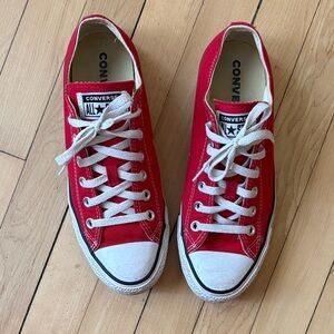Converse Red and White Lace-Up Sneakers